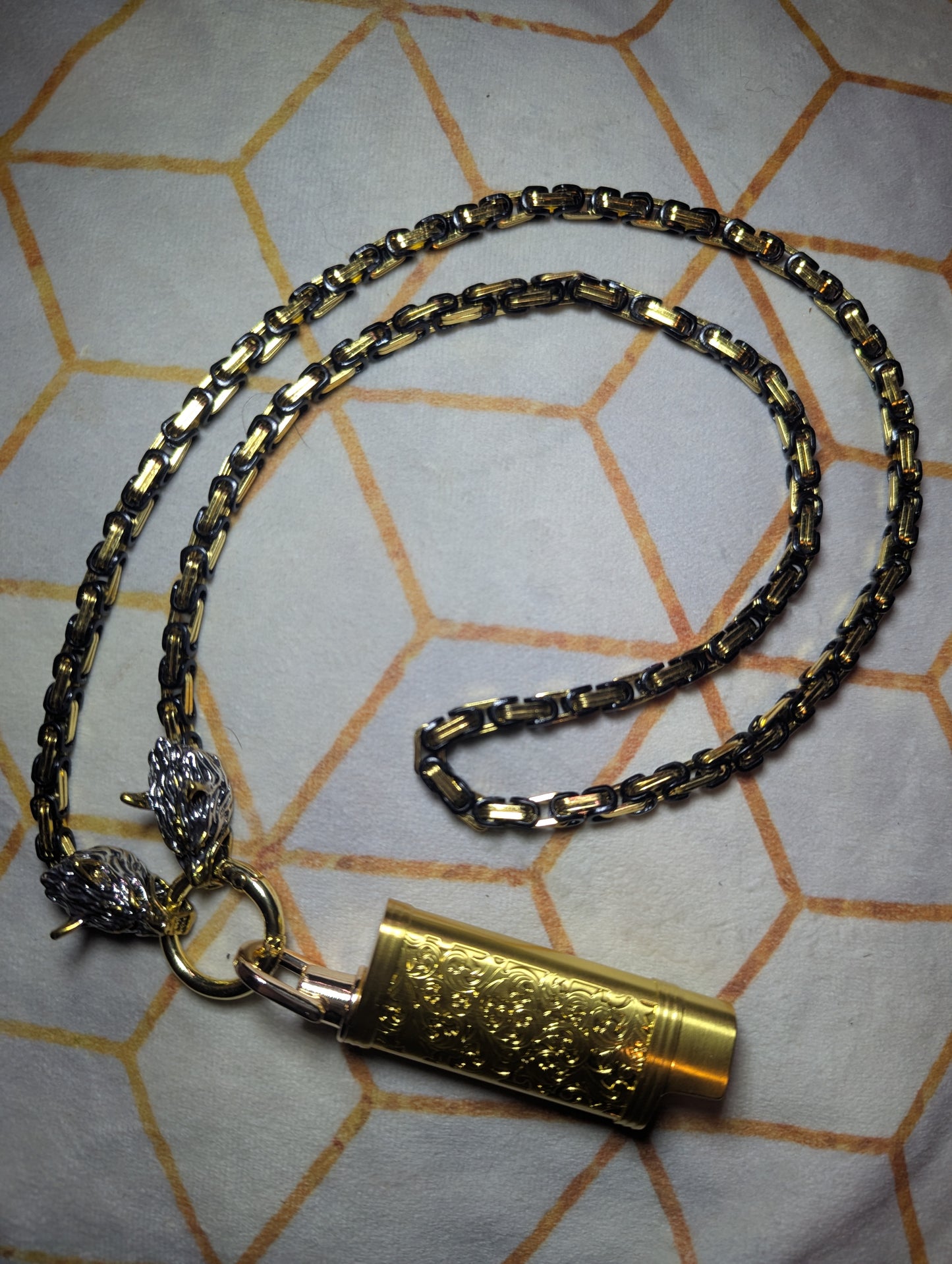 Gold and black wolf head embellished LitChain