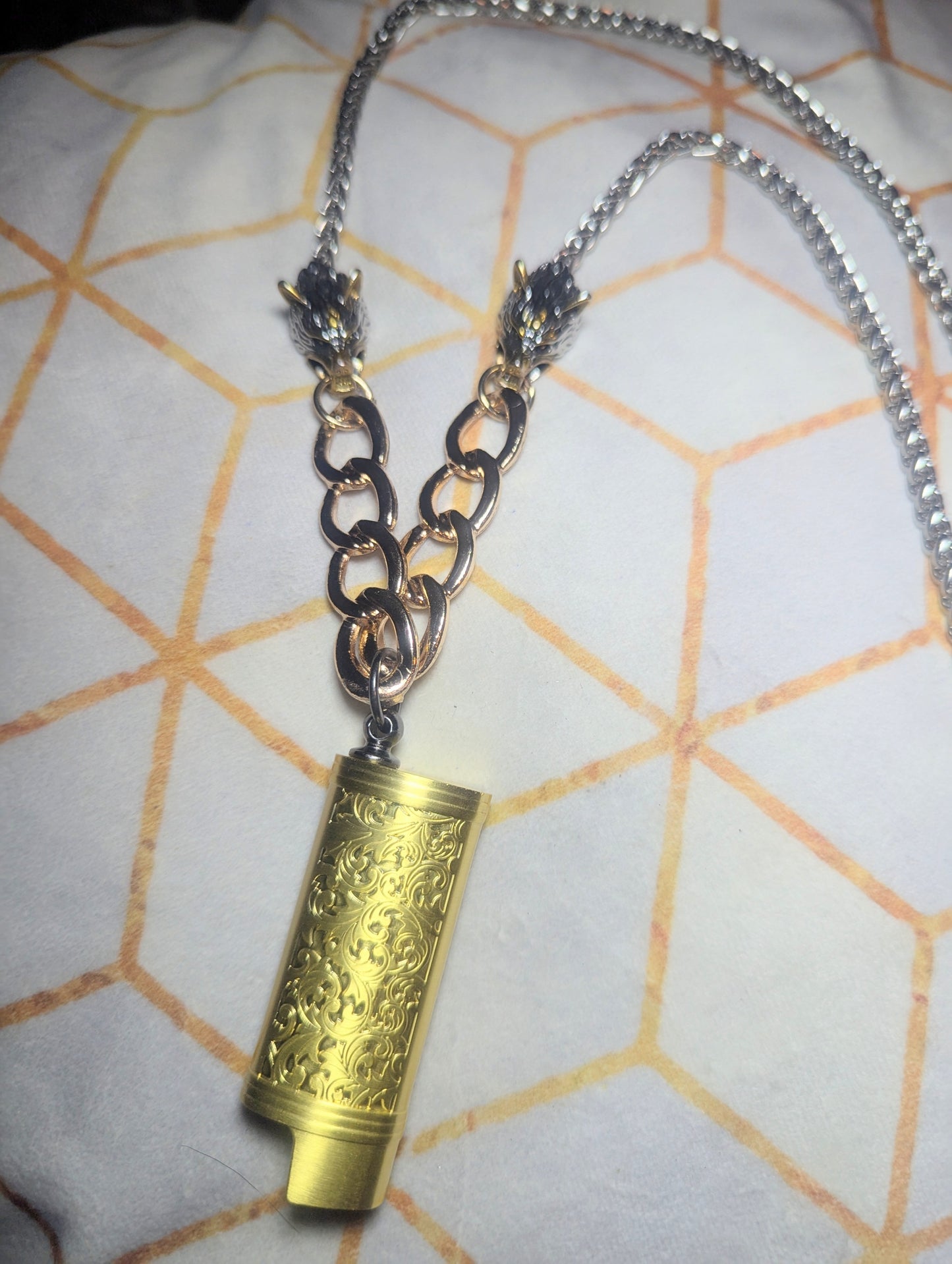 Silver and gold wolf head LitChain